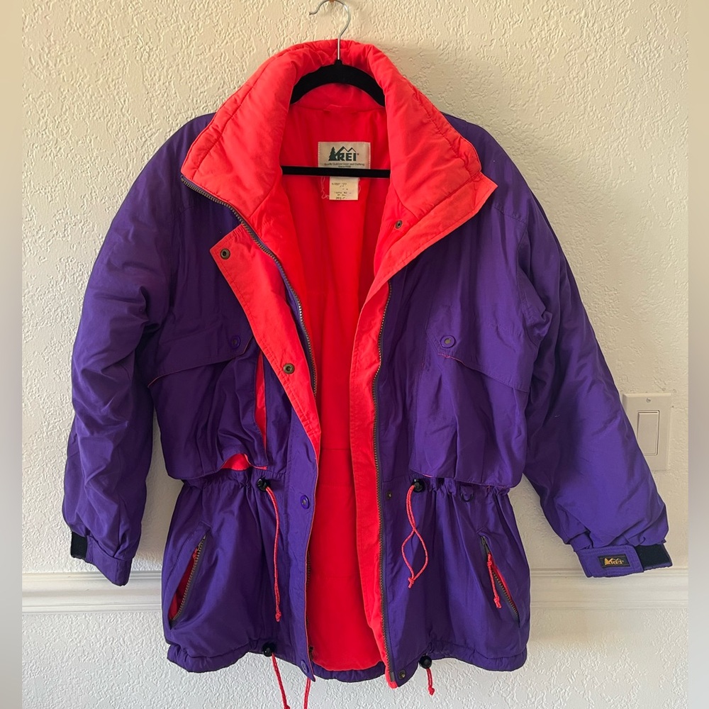 Rare Vintage REI Purple and Neon Pink Zippered Ski Jacket